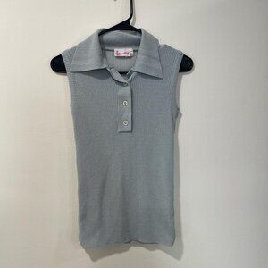 Vintage 70-80’s Light Blue Sleeveless Polo Shirt  By Bradley  Size S